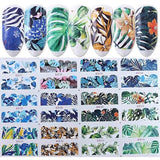 12 Designs Water Decals Slider Summer Jungle Flamingo Parrot Flora Watermark Nail Sticker Decoration Wraps Manicure BEBN865-876