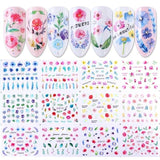 12 Designs Water Decals Slider Summer Jungle Flamingo Parrot Flora Watermark Nail Sticker Decoration Wraps Manicure BEBN865-876