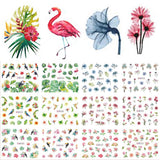 12 Designs Water Decals Slider Summer Jungle Flamingo Parrot Flora Watermark Nail Sticker Decoration Wraps Manicure BEBN865-876