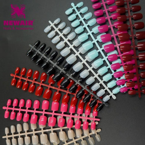 120pcs Short False Nails Full Cover Stiletto Coffin Fake Nails ABS Artificial Tips Nail Art Decorations Women Made up