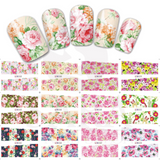 12Designs/sheet Lot Water Decal Transfer Nail Art Nail Stickers Slider Full Cover Sun Flower Daisy Lily Jasmine Primrose