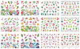 12Designs/sheet Lot Water Decal Transfer Nail Art Nail Stickers Slider Full Cover Sun Flower Daisy Lily Jasmine Primrose