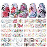 12Designs/sheet Lot Water Decal Transfer Nail Art Nail Stickers Slider Full Cover Sun Flower Daisy Lily Jasmine Primrose