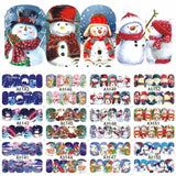 12PCS Christmas Snowman Tree Boots Bells Deer Water Transfer Nail Art Sticker Decal Slider Manicure Wraps Tool Tips JIA1129-1176