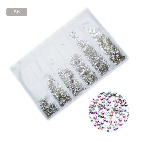 1440PCS Glass Rhinestones for Nail Art Multi-size Crystal Nail Rhinestone 3D Nail Art Decorations Strass Charms MJZ2098