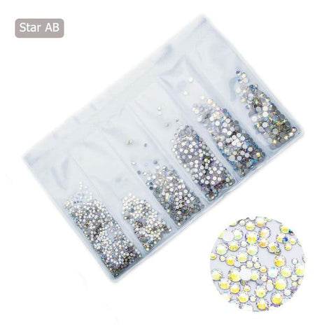 1440PCS Glass Rhinestones for Nail Art Multi-size Crystal Nail Rhinestone 3D Nail Art Decorations Strass Charms MJZ2098