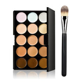 15 Color Fashion Women Professional Makeup Cosmetic Contour Concealer Palette Make Up+Foundation Brush