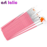 15 pcs Nail Art Brush Decorations Set Tools Professional Painting Pen for False Nail Tips UV Nail Gel Polish Brushes