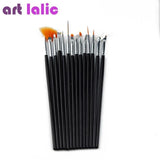 15 pcs Nail Art Brush Decorations Set Tools Professional Painting Pen for False Nail Tips UV Nail Gel Polish Brushes