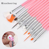 15 pcs Professional Nail Art Brush Set Line Drawing Painting Pen UV Gel Polish  Designs Acrylic Perfect Manicure Books On Tools