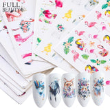 15pcs Mixed Sticker Nails Art Slider Set Flamingo Owl Flower Animal Designs Water Manicure Tips Foil Nail Decals CHSTZ659-673-1