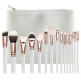 15pcs Pink Makeup Brushes Set Pincel Maquiagem Powder Eye Kabuki Brush Complete Kit Cosmetics Beauty Tools with Leather Case