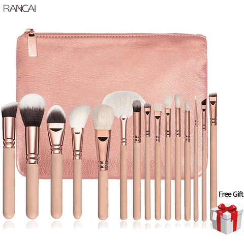 15pcs Pink Makeup Brushes Set Pincel Maquiagem Powder Eye Kabuki Brush Complete Kit Cosmetics Beauty Tools with Leather Case