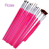 15pcs Professional UV Gel Acrylic Nail Art Brush Set Design Gel Polish Painting Drawing Pen Manicure Nails Tips Tools New Kit