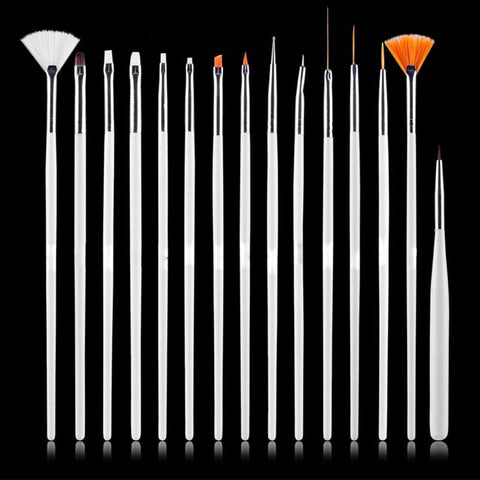 15pcs Professional UV Gel Acrylic Nail Art Brush Set Design Gel Polish Painting Drawing Pen Manicure Nails Tips Tools New Kit