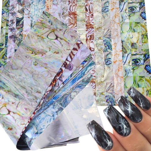 16 PCS Colorful Marble Shining Stone Rock Nail Art Foil Stickers Glue Transfer Gorgeous  Manicure Nail Art Decorations TR492