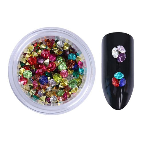 16 Patterns Nail Crystal Rhinestones Set Multi-size Sharp Bottom Mixed Color Nail Art 3D Decoration Manicure DIY