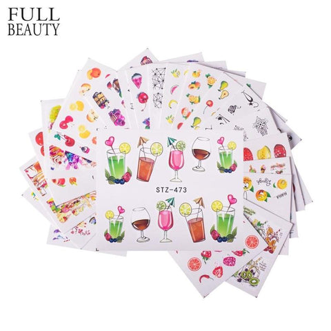 18pcs Hot Cake/Ice Cream Nail Sticker Mixed Colorful Designs Women Makeup Water Tattoos Nail Art Decals Manicure CHSTZ471-488