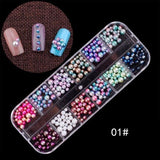 1Box Nail Art Rhinestones Glitter 3D Nail Charms Dried Flowers Nail Jewelry Gems Nail Studs Crystal Rhinestone Beads #264628