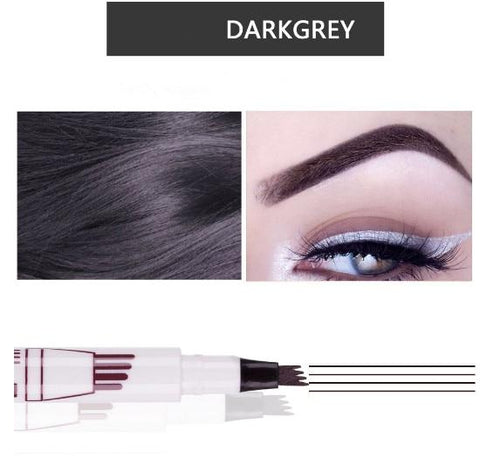 1PC 3 colors Eyebrow Pencil Waterproof Fork Tip Eyebrow Tattoo 4 Head Pen  Fine Sketch Liquid Eyebrow Enhancer Dye Tint Pen