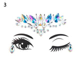 1PC Christmas DIY Eyebrow Face Body Art Adhesive Crystal Glitter Jewels Festival Party Eye Tattoo Stickers Makeup Xmas Decor