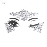 1PC Christmas DIY Eyebrow Face Body Art Adhesive Crystal Glitter Jewels Festival Party Eye Tattoo Stickers Makeup Xmas Decor