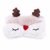 1PC Christmas Deer cute animal eye cover Plush Fabric Sleeping Mask comfort sleep band Eyepatch Winter Cartoon nap sleep mask