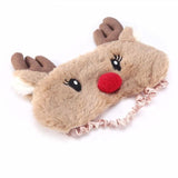 1PC Christmas Deer cute animal eye cover Plush Fabric Sleeping Mask comfort sleep band Eyepatch Winter Cartoon nap sleep mask