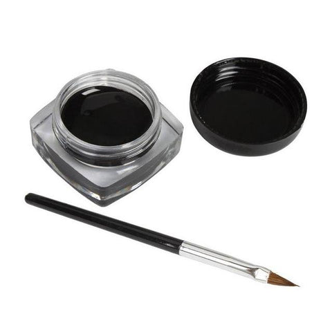 1PC Mini Eyeliner Gel Cream With Free Brush Makeup Cosmetic Black Waterproof Eye Liner 3jan22