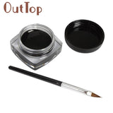 1PC Mini Eyeliner Gel Cream With Free Brush Makeup Cosmetic Black Waterproof Eye Liner 3jan22