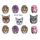 1PCS Fashion Harajuku Retro Animal Cat Flora Flower Water Transfer Nail Art Sticker Decal Slider Manicure Tool Tips JISTZ501-512