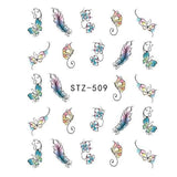 1PCS Fashion Harajuku Retro Animal Cat Flora Flower Water Transfer Nail Art Sticker Decal Slider Manicure Tool Tips JISTZ501-512