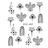 1PCS Summer Harajuku Element Fruit Retro Cake Lace Water Transfer Nail Art Sticker Decal Slider Manicure Tool Tips JISTZ489-500