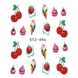 1PCS Summer Harajuku Element Fruit Retro Cake Lace Water Transfer Nail Art Sticker Decal Slider Manicure Tool Tips JISTZ489-500