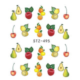 1PCS Summer Harajuku Element Fruit Retro Cake Lace Water Transfer Nail Art Sticker Decal Slider Manicure Tool Tips JISTZ489-500