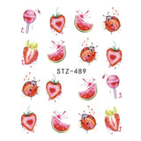 1PCS Summer Harajuku Element Fruit Retro Cake Lace Water Transfer Nail Art Sticker Decal Slider Manicure Tool Tips JISTZ489-500