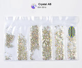 1Pack Mixed Sizes Shiny Nail Art Rhinestone Decorations ss4-ss16 Flatback Glass Gems DIY 3D Nail Design Manicure Accessories