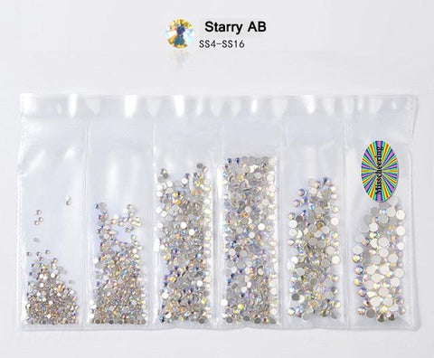 1Pack Mixed Sizes Shiny Nail Art Rhinestone Decorations ss4-ss16 Flatback Glass Gems DIY 3D Nail Design Manicure Accessories