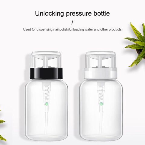 1Pc 200ml Empty Plastic Nail Polish Remover Alcohol Liquid Press Pumping Dispenser Bottle Nail Art UV Gel Cleaner 12*6cm BTZ1