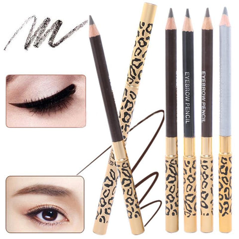 1Pc 5 Colors Waterproof Leopard Long lasting Makeup Beauty Eyeliner Eyebrow Pencil + Brush Cosmetic