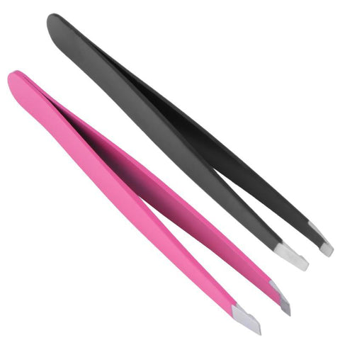 1Pc Eyebrow Tweezer Stainless Steel 9.6cm Flat Tip Rose Black Tweezers For Hair Removal Face Professional Eyes Cosmetic Tool