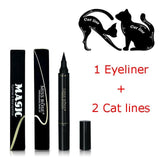 1Pc Quick Dry Makeup Eyeliner Waterproof Eyeliner Pen With Stamp+2Pcs Eye Cat Line Eyeliner Stencils Best Selling 2018 Products