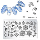 1Pcs Nail Stamping Plates Christmas Snowflakes Santa Claus Winter Nail Art Stamp Template Image Plate Stencil DIY Manicure Tools