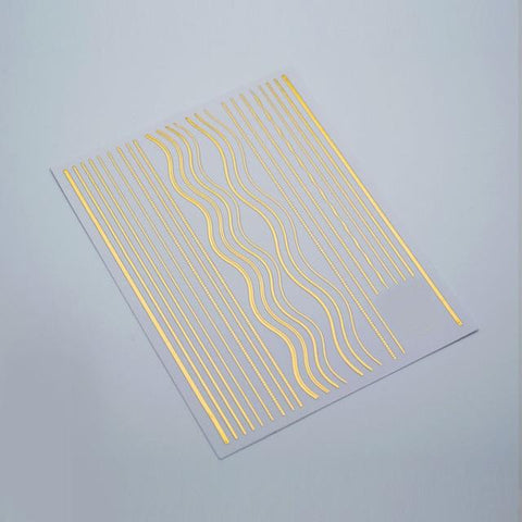 1Pcs Stripes Wave Line 3D Nail Art Sticker Metal Multi-size Wave Strip Nail Stickers Decoration Adhesive Sticker Decals ZJT3016