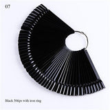 1Set Black/Natural/Transparent Fan Shaped False Nail Tips Practice Display Tools Polish UV Gel Fake Sticker Nail Art Tips LA386