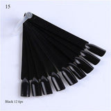 1Set Black/Natural/Transparent Fan Shaped False Nail Tips Practice Display Tools Polish UV Gel Fake Sticker Nail Art Tips LA386