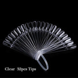 1Set False Nail Tips Nature Clear Black Fan Finger Full Card Nail Art Display Practice Acrylic UV Gel Polish Tool Manicure JI386