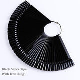 1Set False Nail Tips Nature Clear Black Fan Finger Full Card Nail Art Display Practice Acrylic UV Gel Polish Tool Manicure JI386