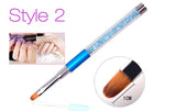 1pc Nail Art Brush Rhinestone Acrylic Pen Carving Nails Tips Painting Poly Gel Tool Liner French Manicure Accessories New Design