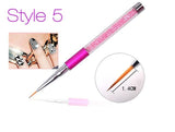 1pc Nail Art Brush Rhinestone Acrylic Pen Carving Nails Tips Painting Poly Gel Tool Liner French Manicure Accessories New Design